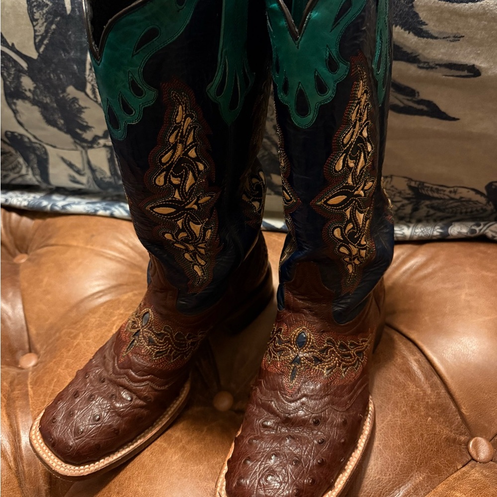 Lucchese Brown and Green Heeled Boots